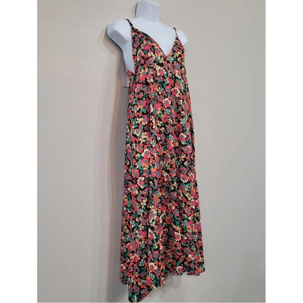 Resa Floral Midi Dress Sleeveless Colorful Spaghetti Strap Spring Summer XS